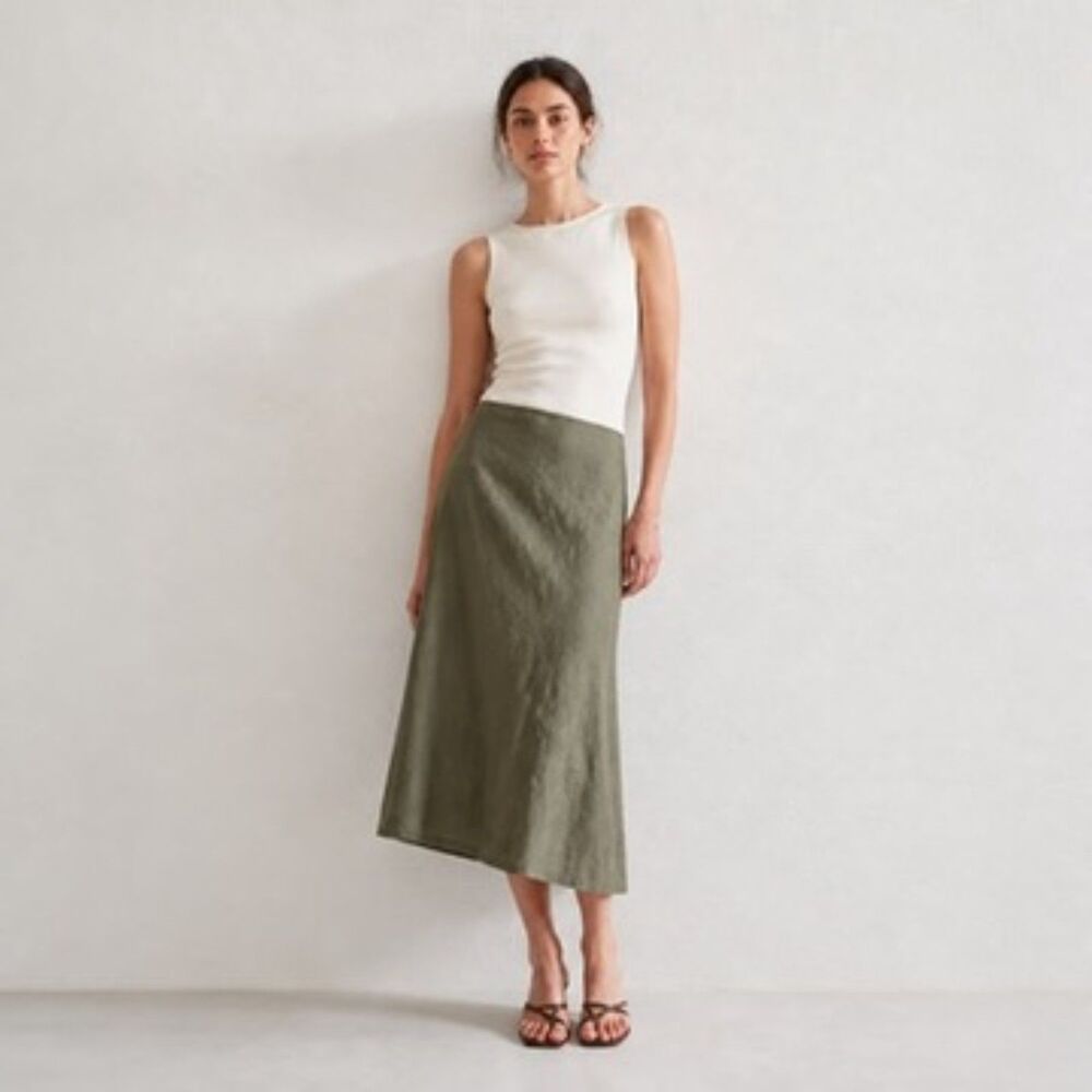 Watters & Watters‎ Silk A-Line Maxi Skirt 8 Sage Green Bridal Formal Occasion